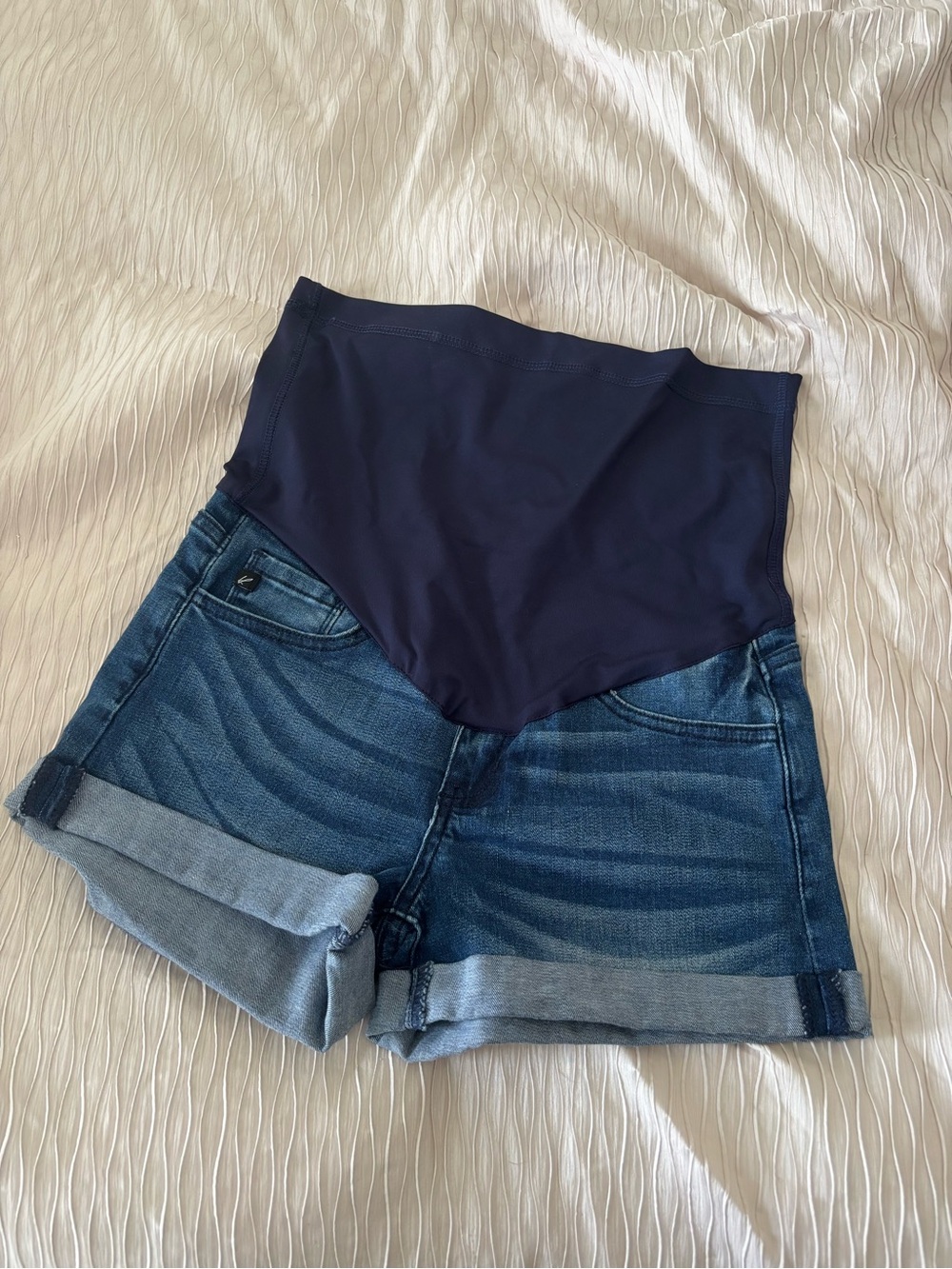 Pinkblush Navy High Waist Maternity Denim Shorts